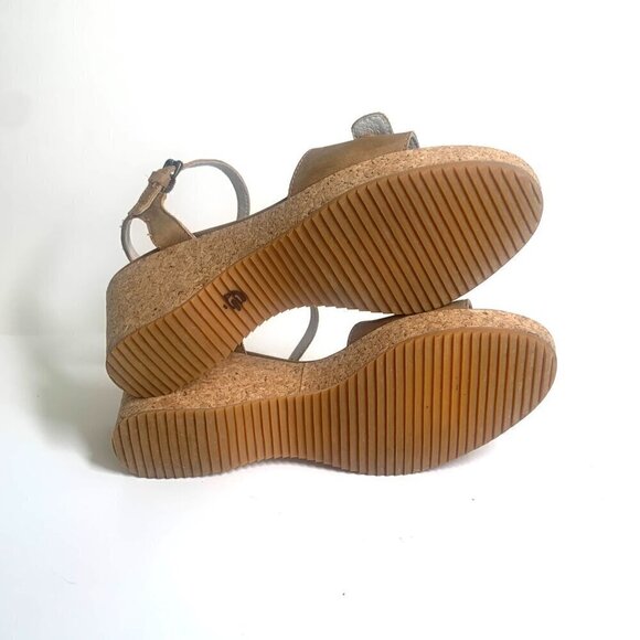 Boden Wedge Heel Sandals Ankle Strap Open Toe Light Brown Suede Leather size 10 - Picture 3 of 8